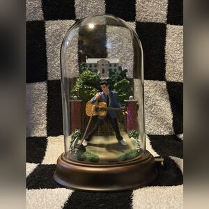 EXTREMELY RARE: The Franklin Mint Elvis Love Me Tender glass dome statue.